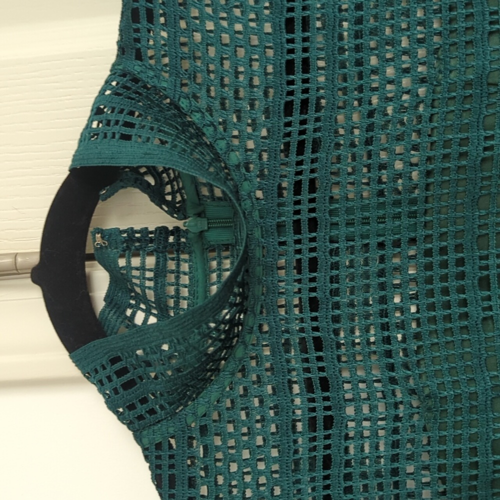 Dark green mesh pattern dress Large - Picture 5 of 8